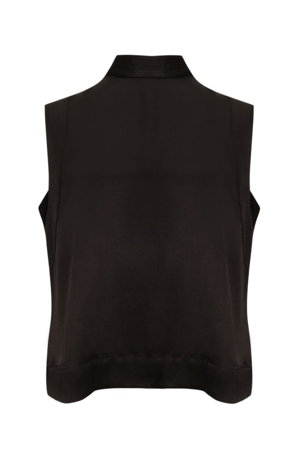 Viviane Furrier - Blusa sem Manga Pesponto Satin Preto