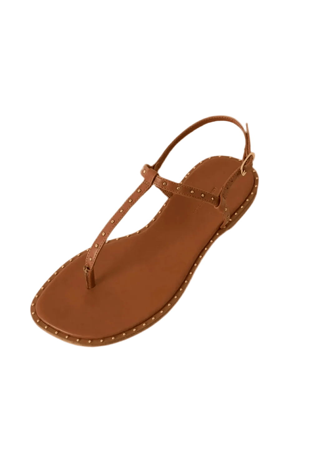 Lenny Niemeyer - Sandália Rasteira Couro Studs Caramelo