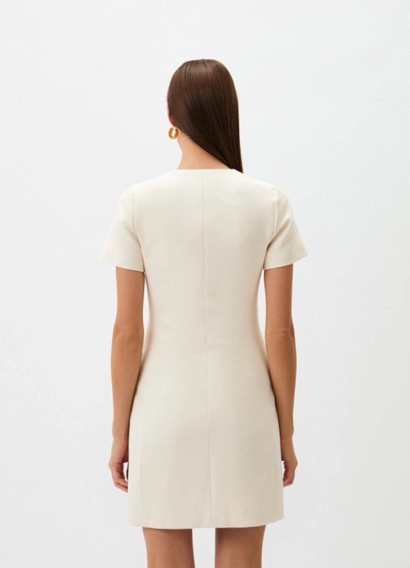 Tara Jarmon Paris - Vestido Curto Manga Curta Rossia Off White