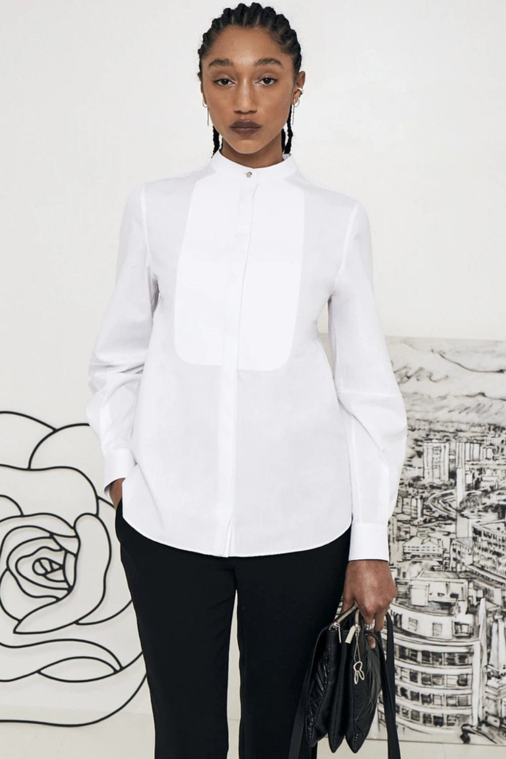 Glória Coelho - Camisa Manga Longa Smoking Thai de Mello Branco