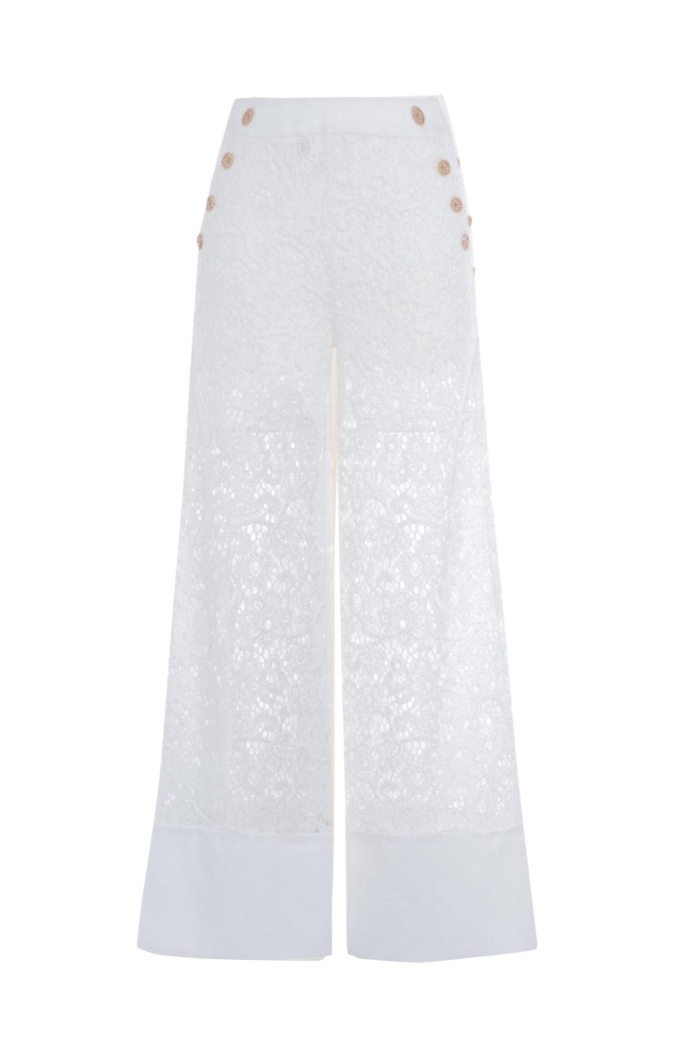 Edward Achour Paris - Calça Pantalona Renda Off White
