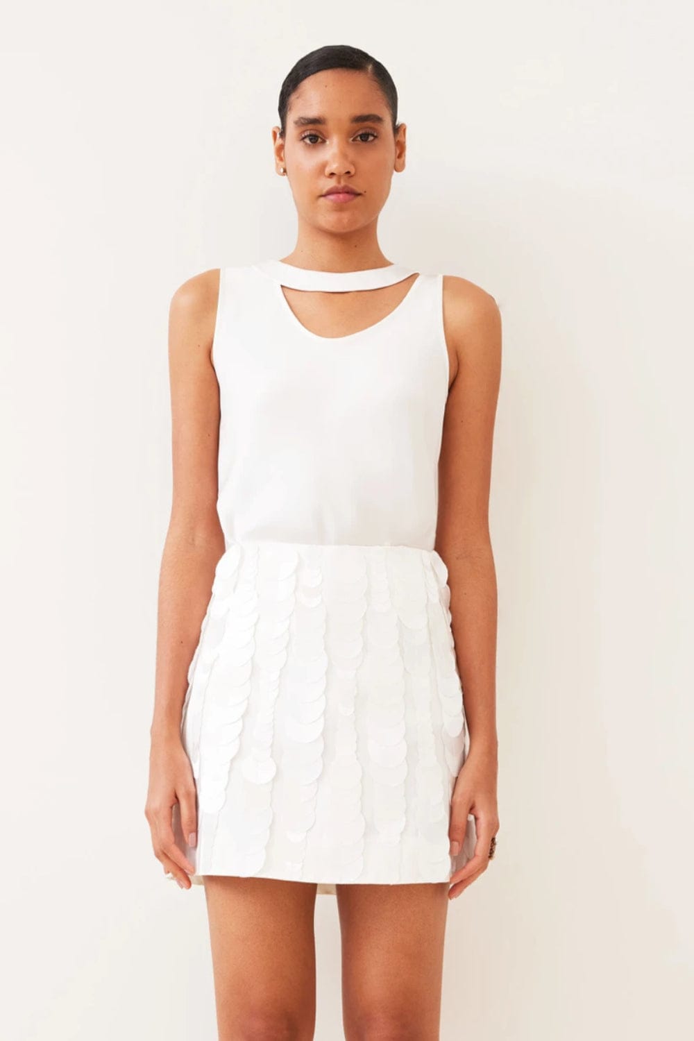 Glória Coelho - Blusa sem Manga Gola Assimétrica I1029 Off White