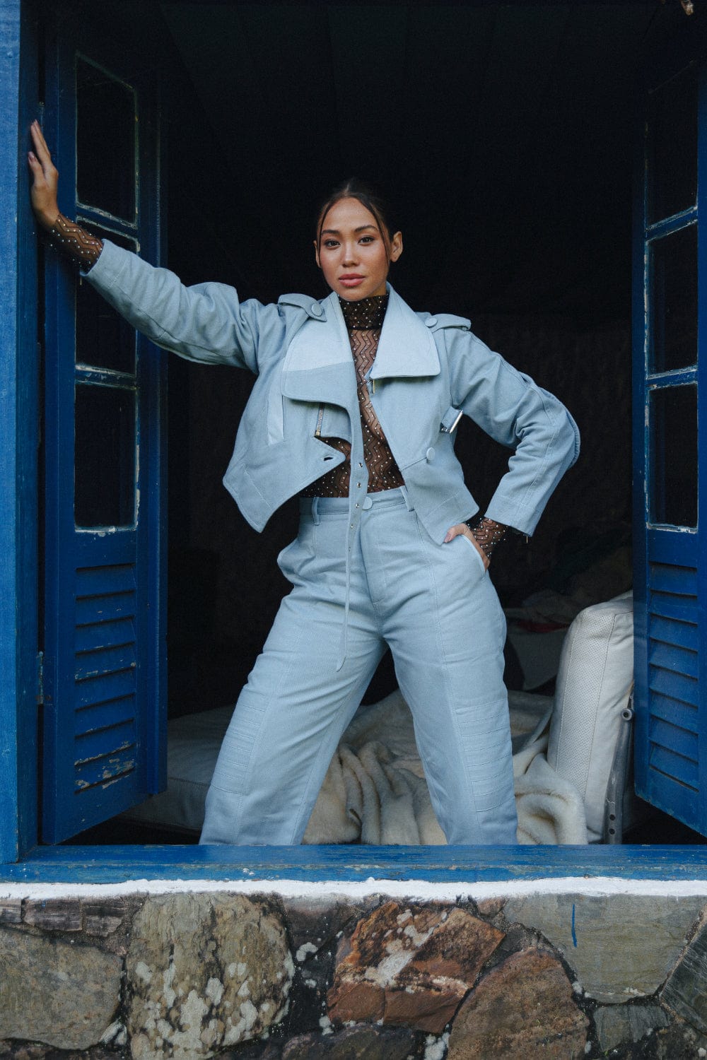 Coven - Calça Sarja com Couro