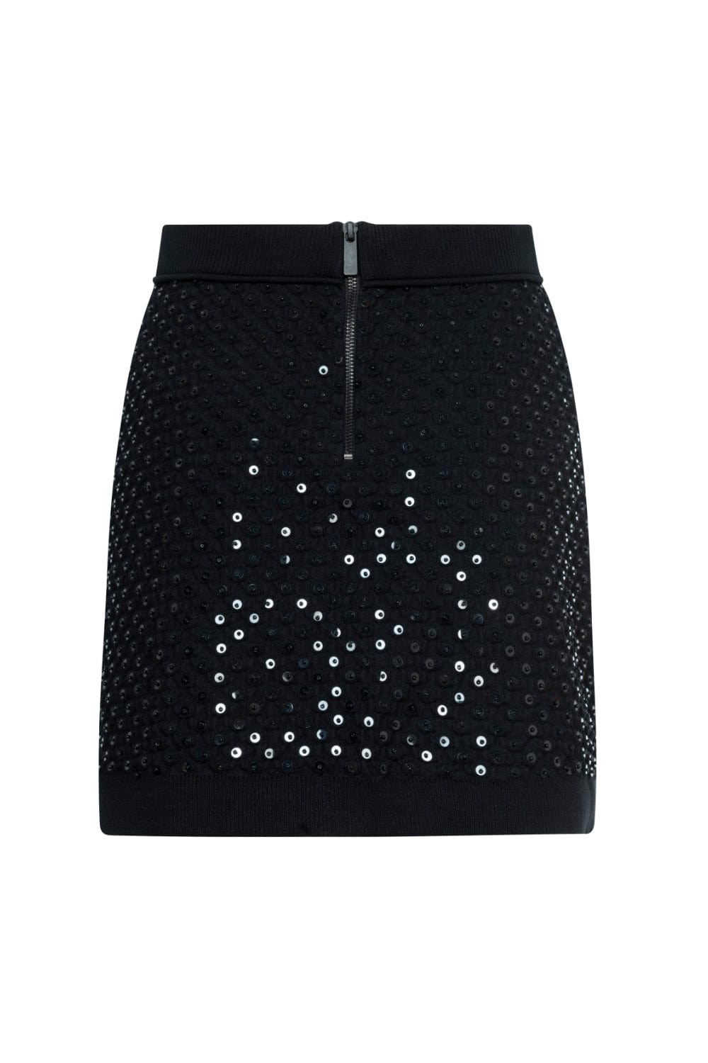 Coven - Saia Mini Tricot Poá Paetês Preto