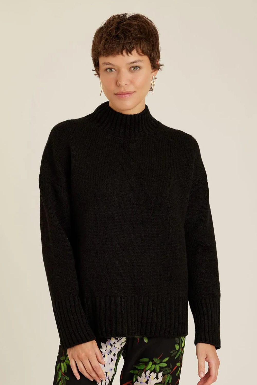 Lenny Niemeyer - Blusa Manga Longa Gola Alta Tricot Preto