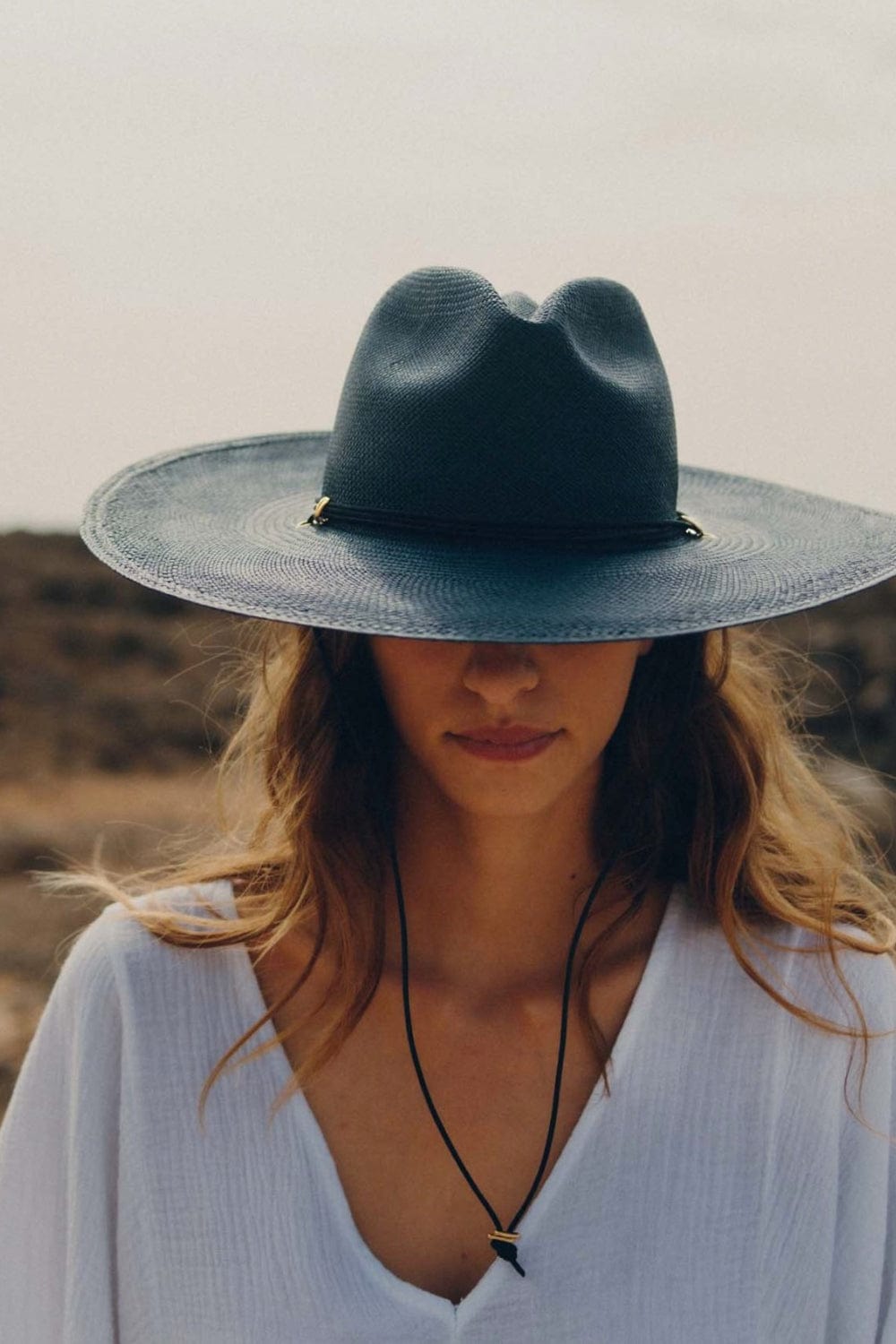 Van Palma - Chapéu de Palha Sonny 2 Azul Marinho/Natural