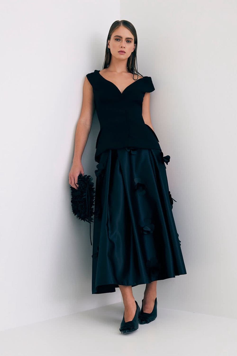 Glória Coelho - Blusa sem Manga Assimétria em Crepe Preto