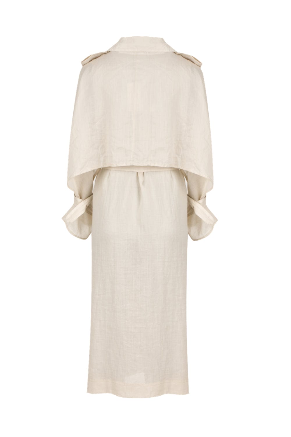 Coven - Casaco Midi Manga 3/4 Sobreposta em Rami Bege