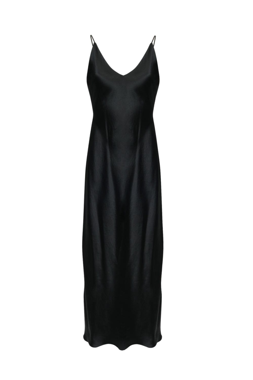 Ilta - Vestido Midi Alça Fina Slip Dress Seda Preto