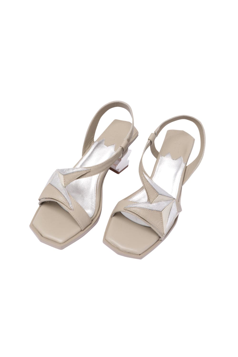 Ryzí - Sandália de Couro Prata & Off White EDIÇÃO LIMITADA