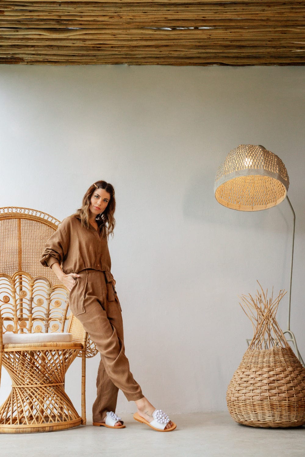 Access - Camisa Cropped Linho Marrom