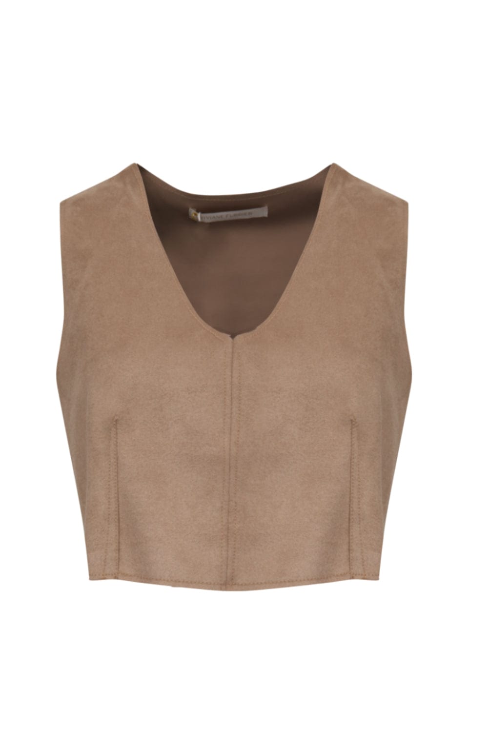 Viviane Furrier - Blusa Cropped sem Manga Nobu Fendi Bege