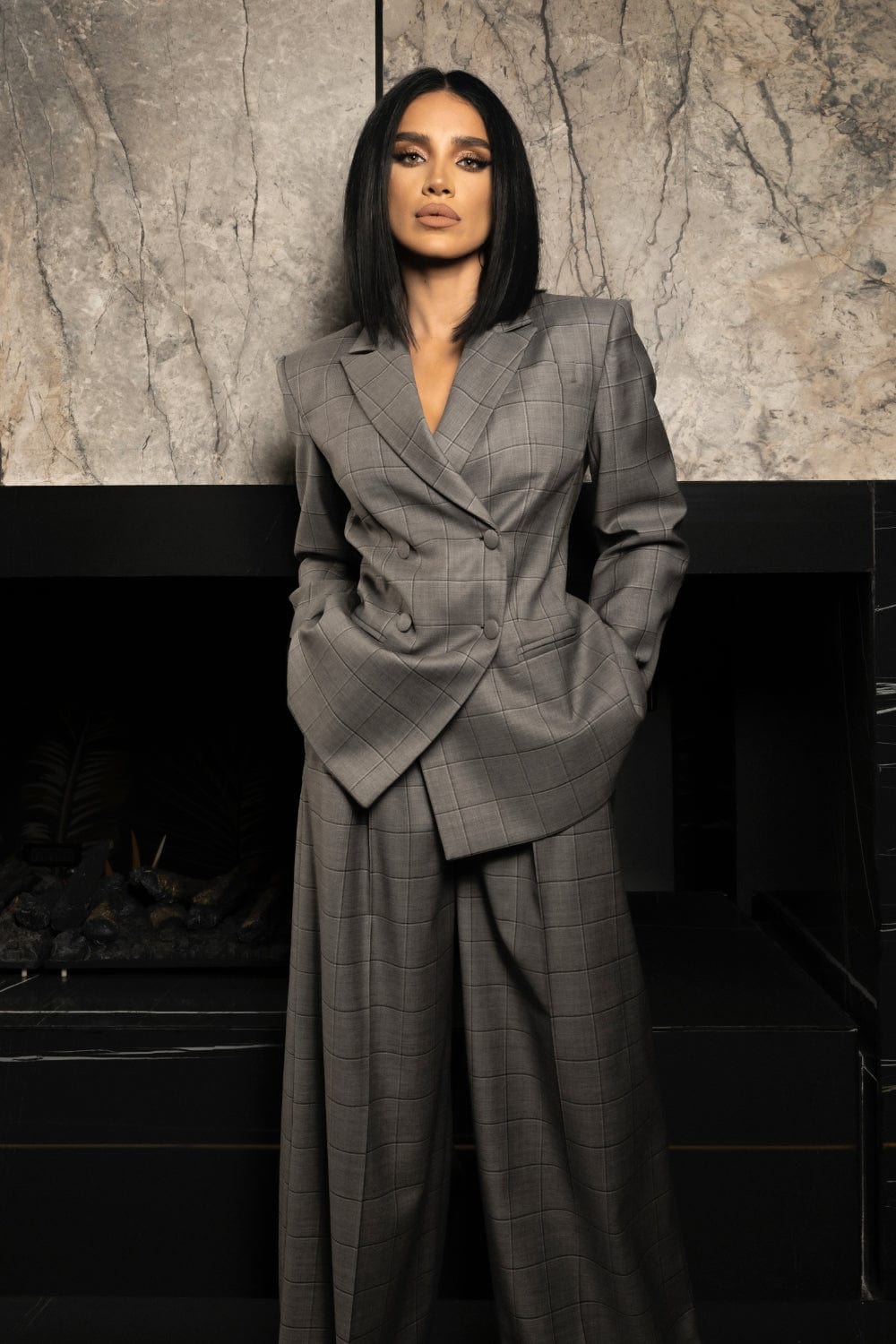 M Marquise - Blazer em Lã Virgem Kai Xadrez