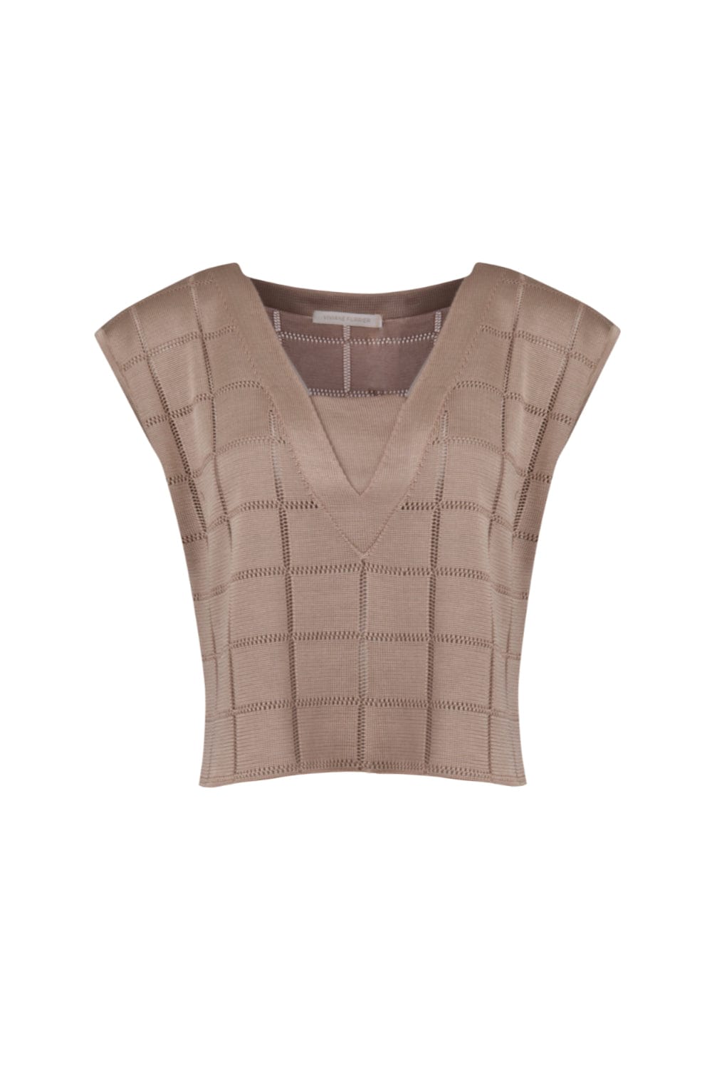 Viviane Furrier - Blusa sem Mangas em Tricot Quadros