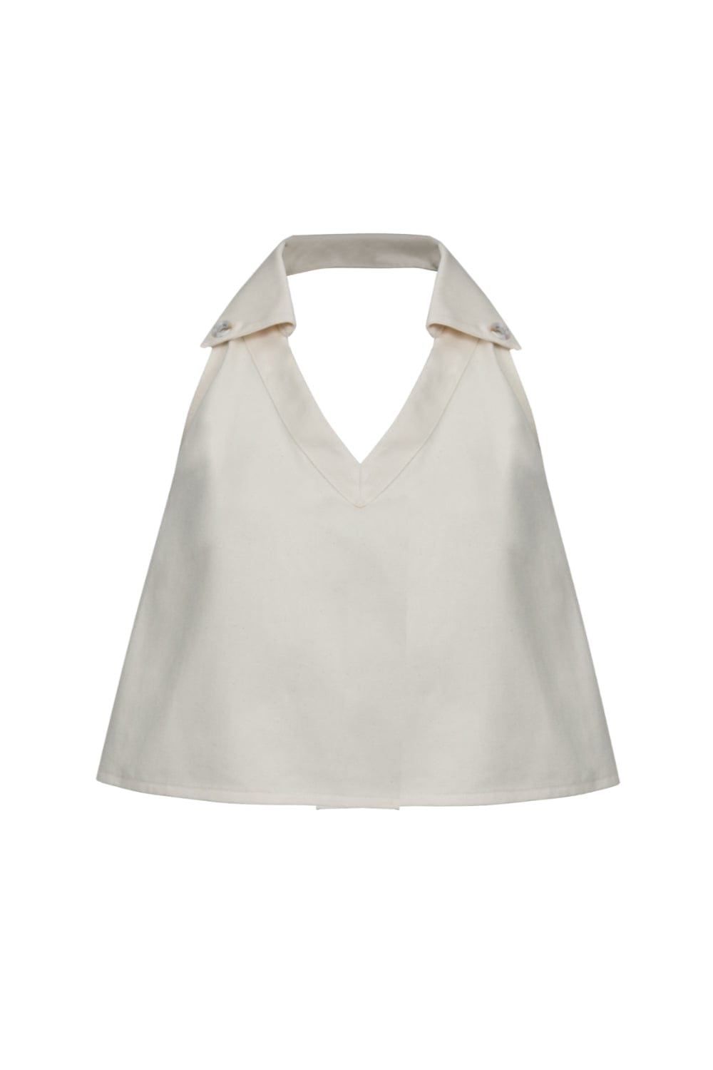 Viviane Furrier - Blusa Frente Única Decote V em Sarja Natural