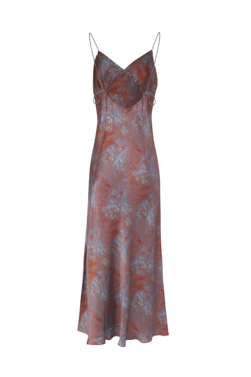 Silk Laundry - Vestido Midi Alça Fina Seda Deco Dazed