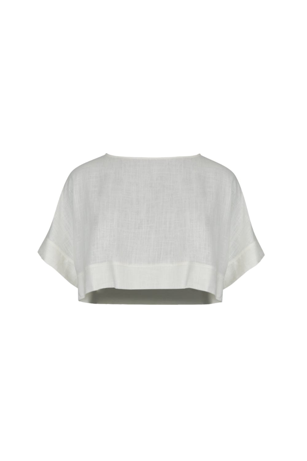 Mob - Blusa Manga Curta Ampla Decote Redondo Off White
