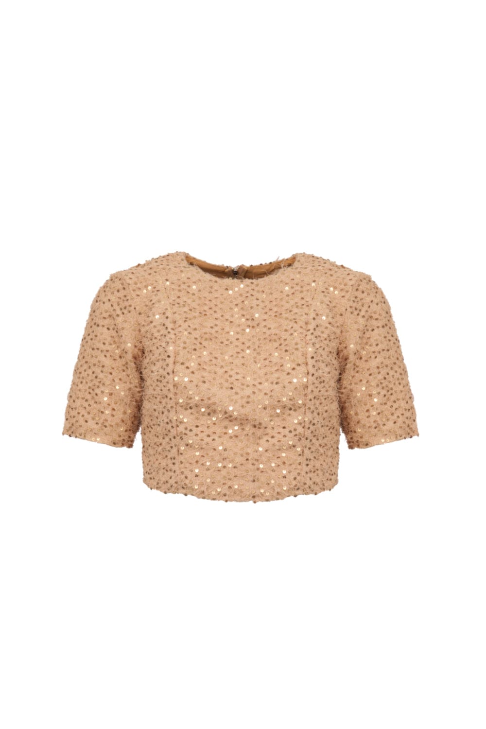 L'Cecci - Blusa Cropped em Paetês Dourado
