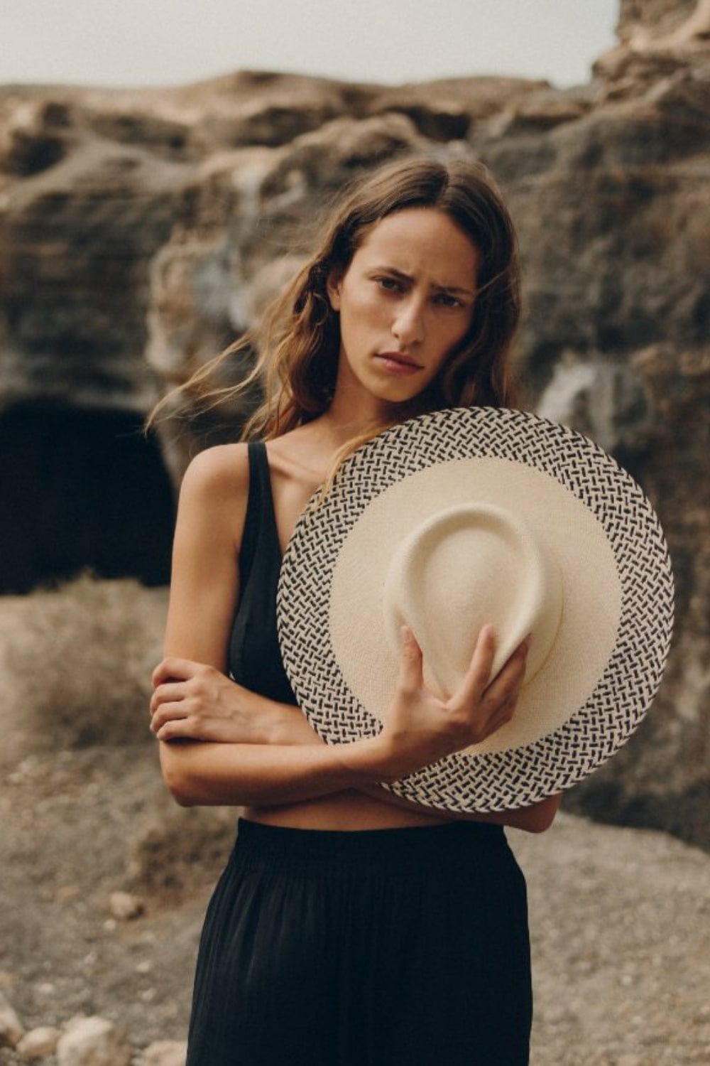 Van Palma - Chapéu de Palha Natural Delia Natural/Preto