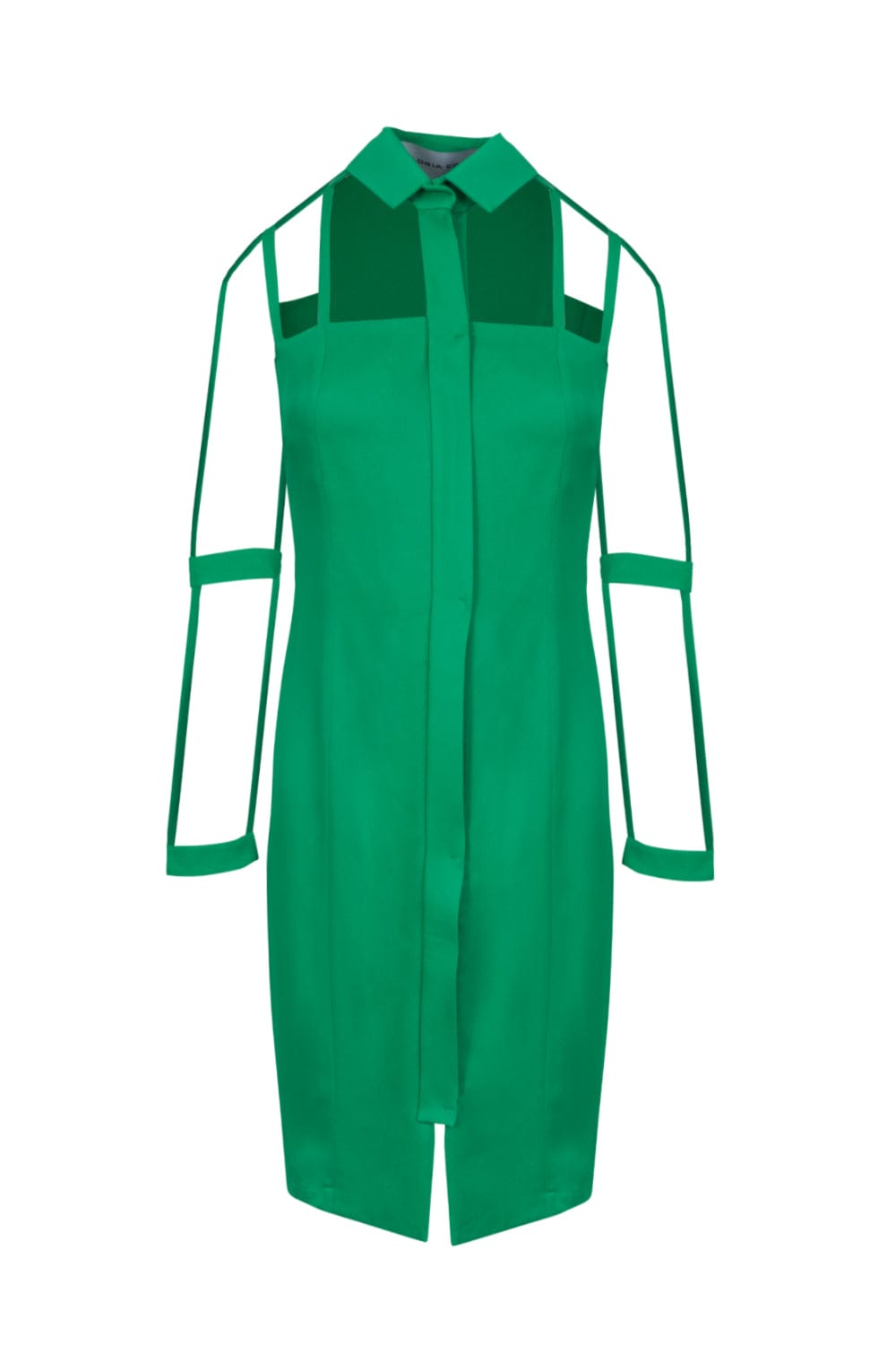 Glória Coelho - Vestido Curto Recortes Crepe Verde