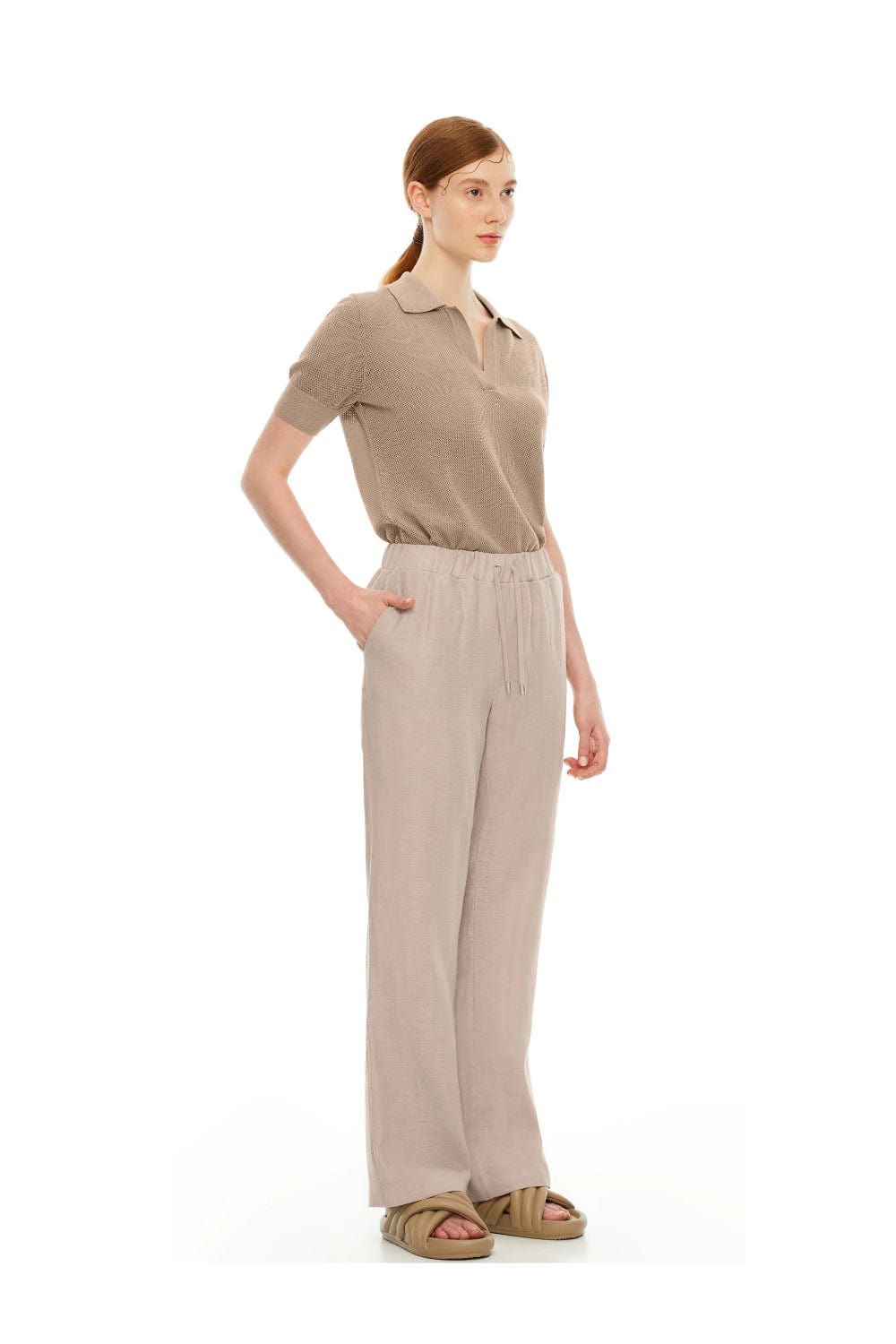 Quo Pure Touché - Calça Pantalona Palimore Bege