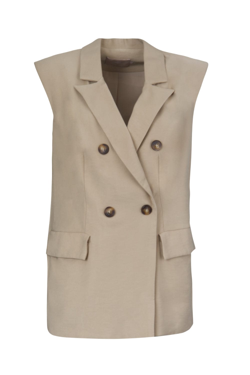 Mob - Colete Alfaiataria Recorte com Lapela Bege