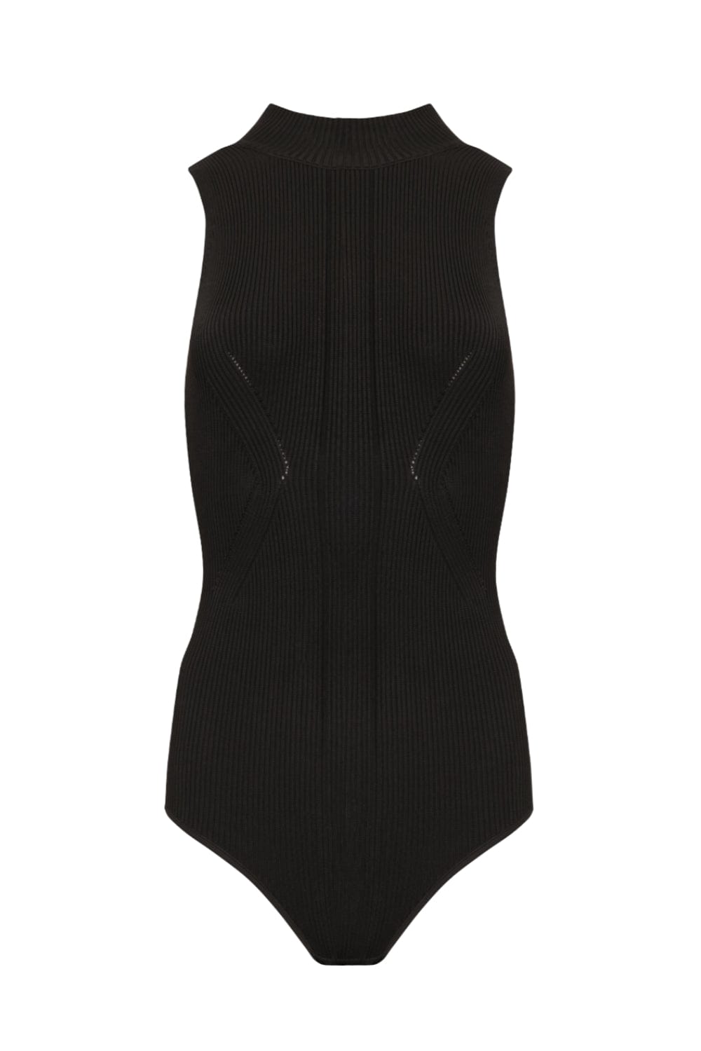 Canal - Bodysuit sem Manga Tricot Gola Alta Preto
