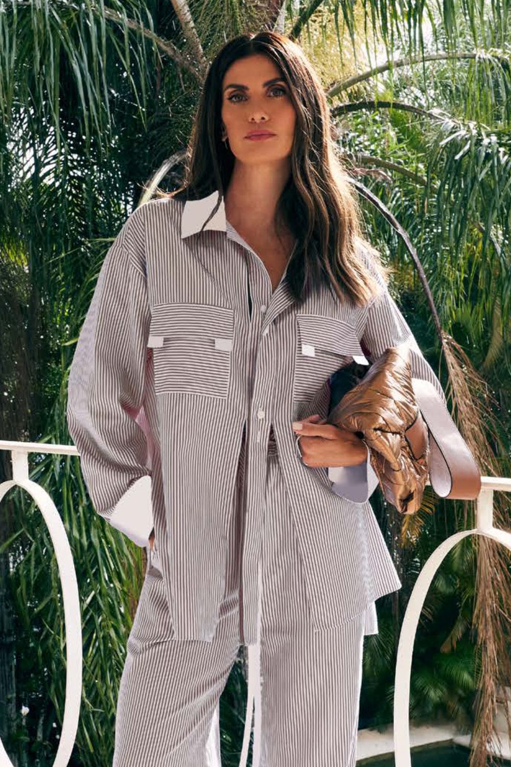 Glória Coelho - Camisa Manga Longa Algodão Isabella Fiorentino Listras