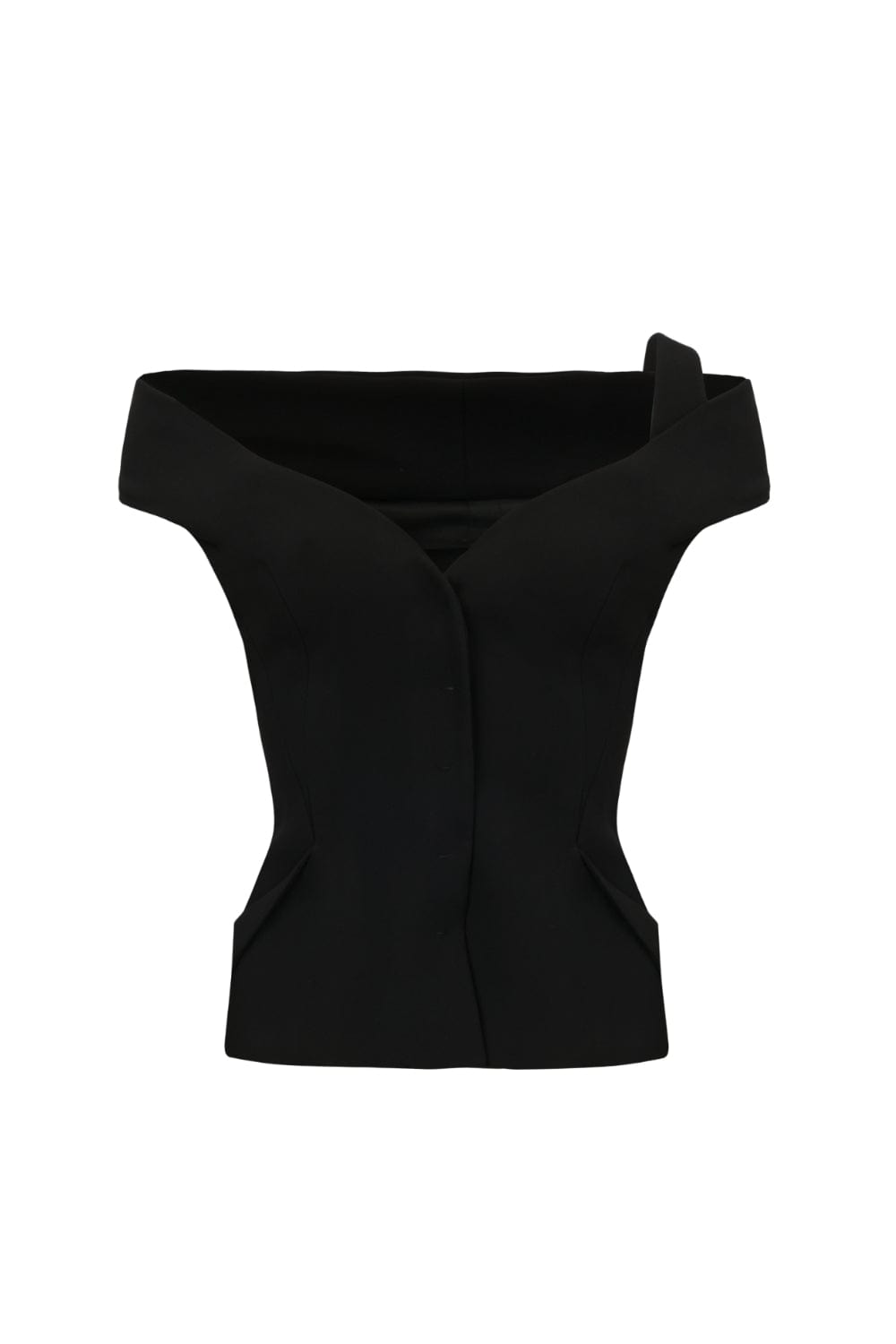 Glória Coelho - Blusa sem Manga Assimétria em Crepe Preto