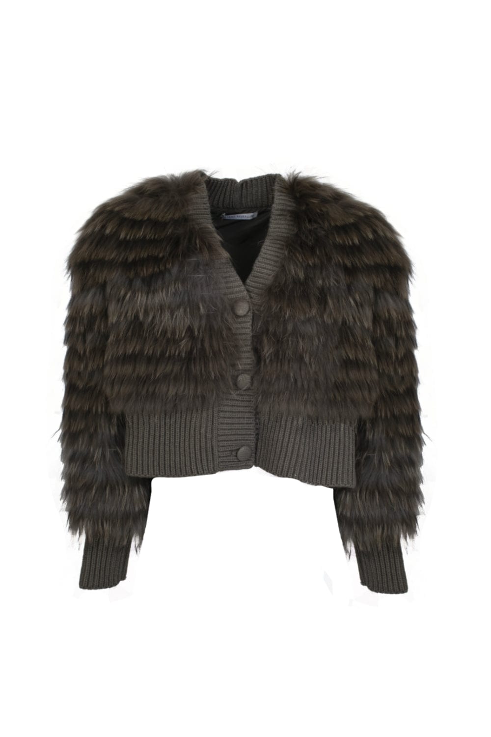 Madre Reina - Casaco Gola Tricot Cinza Chumbo