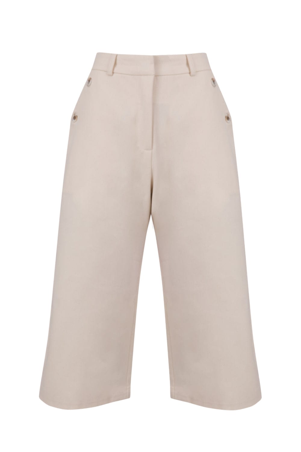 Viviane Furrier - Calça Pantacourt em Sarja Off White