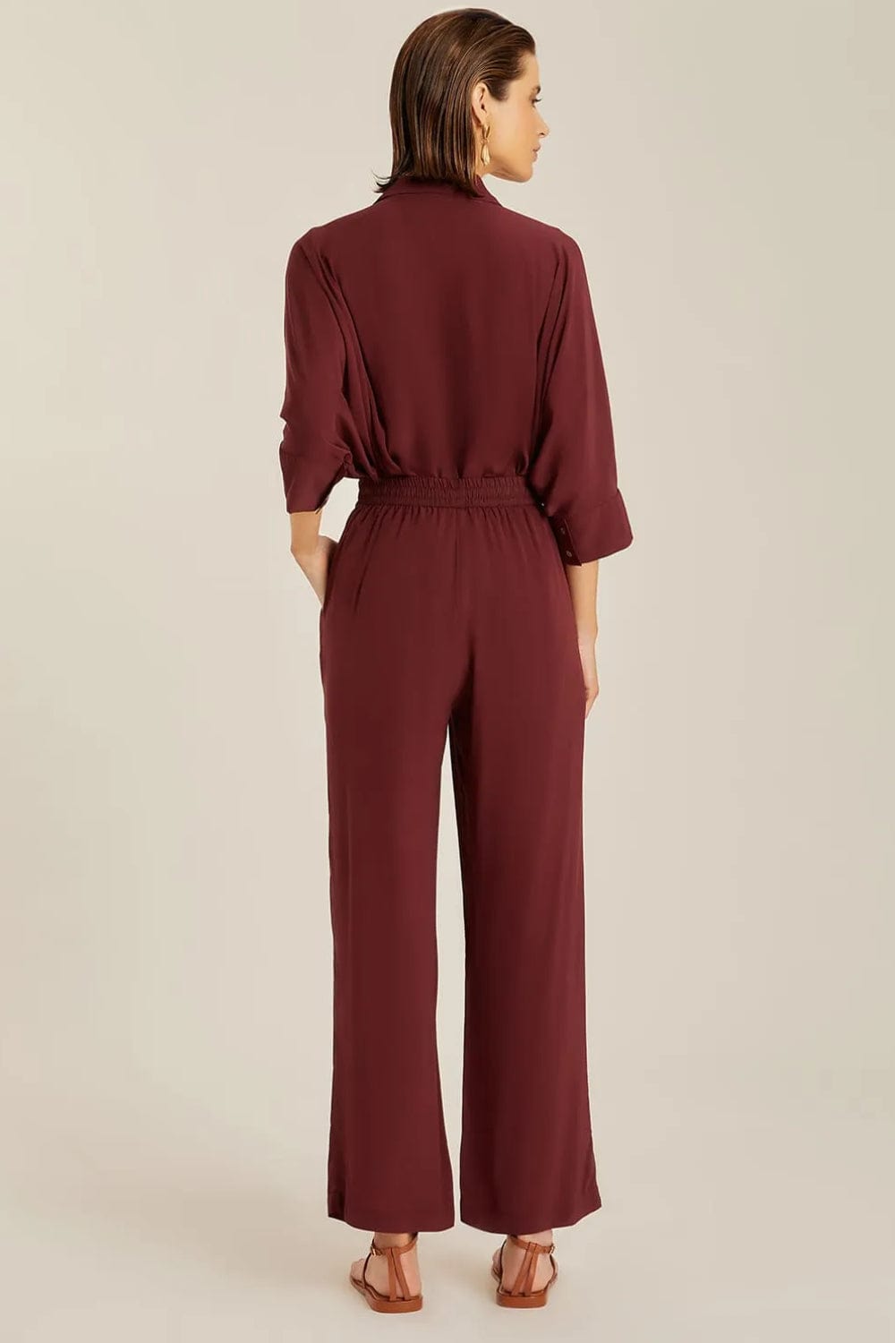 Lenny Niemeyer - Camisa Manga 3/4 Pontas Viscose Vinho