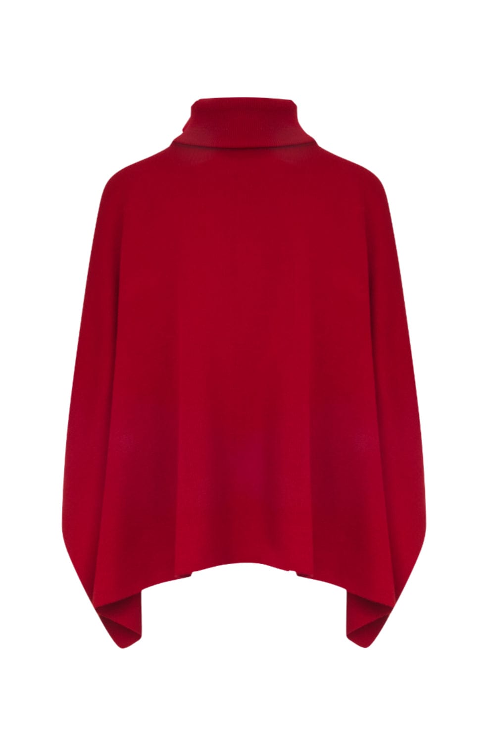 Viviane Furrier - Poncho Tricot Gola Alta Vermelho