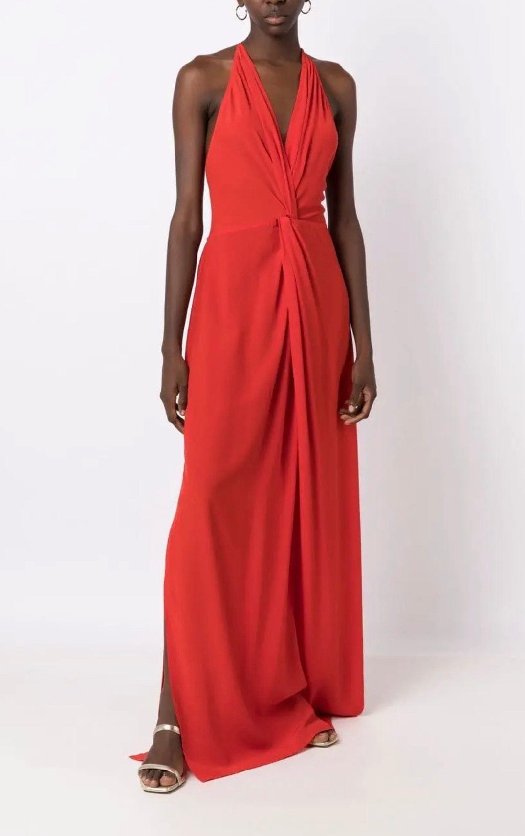 Lenny Niemeyer - Vestido Longo com Alça Torcida Seda Vermelho