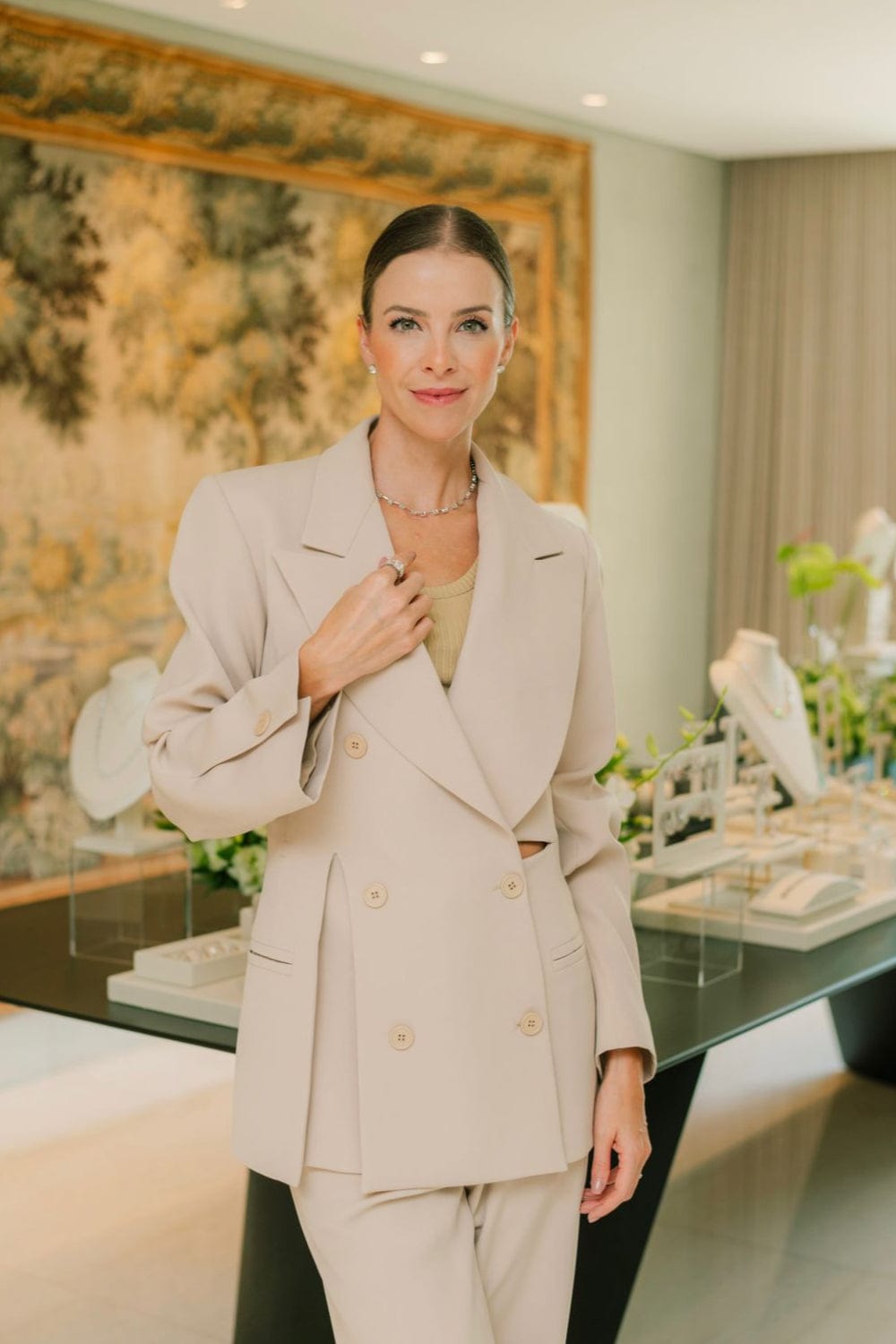 Glória Coelho - Blazer crepe Assimétrico Bege