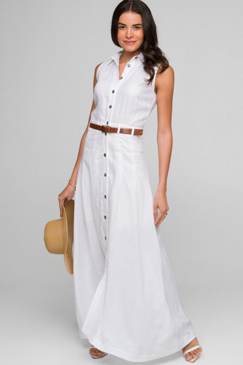 Madre Reina - Vestido Longo em Linho Romana Branco