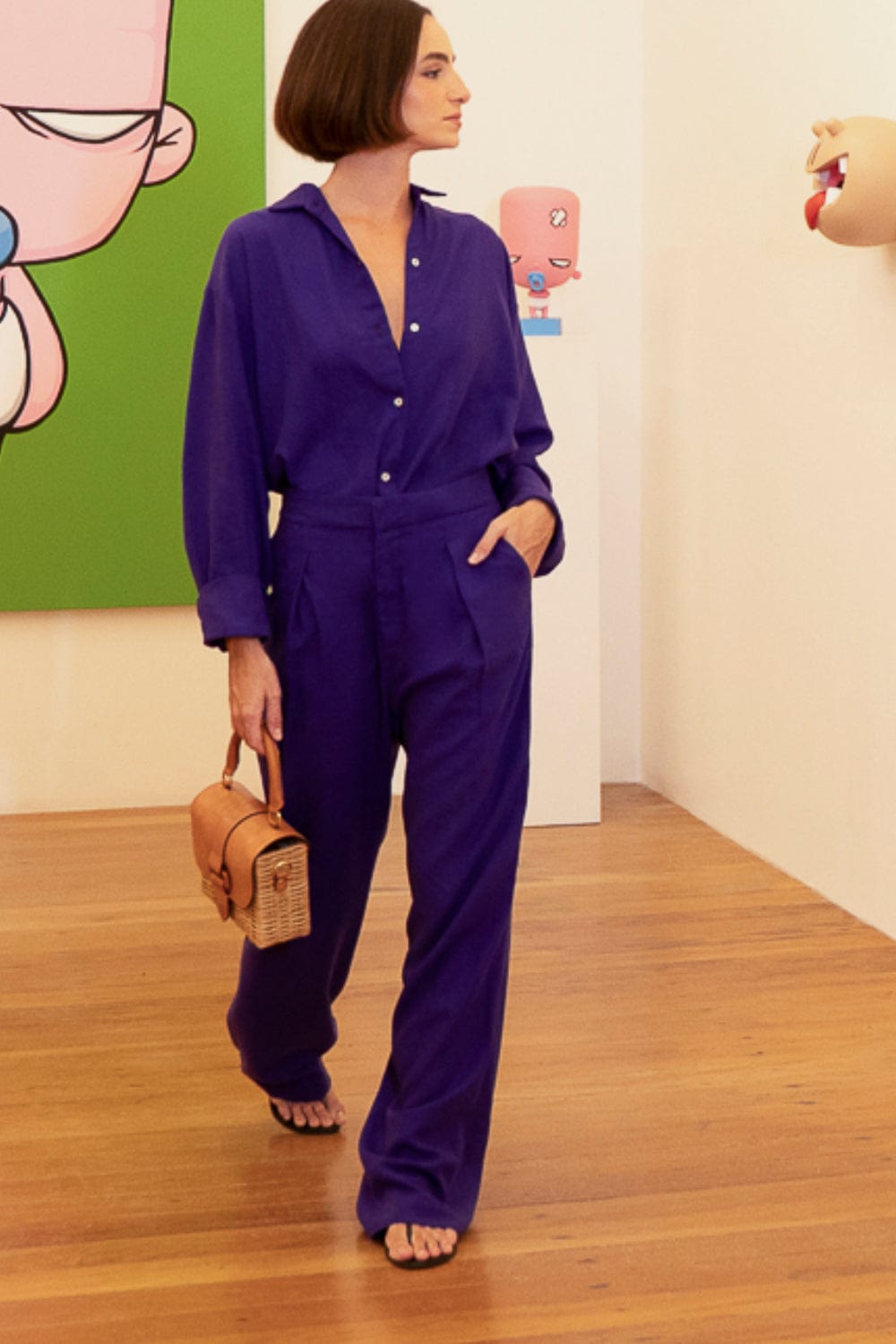 Lenny Niemeyer - Camisa Manga Longa Viscolinho Confort Jabuticaba Roxo