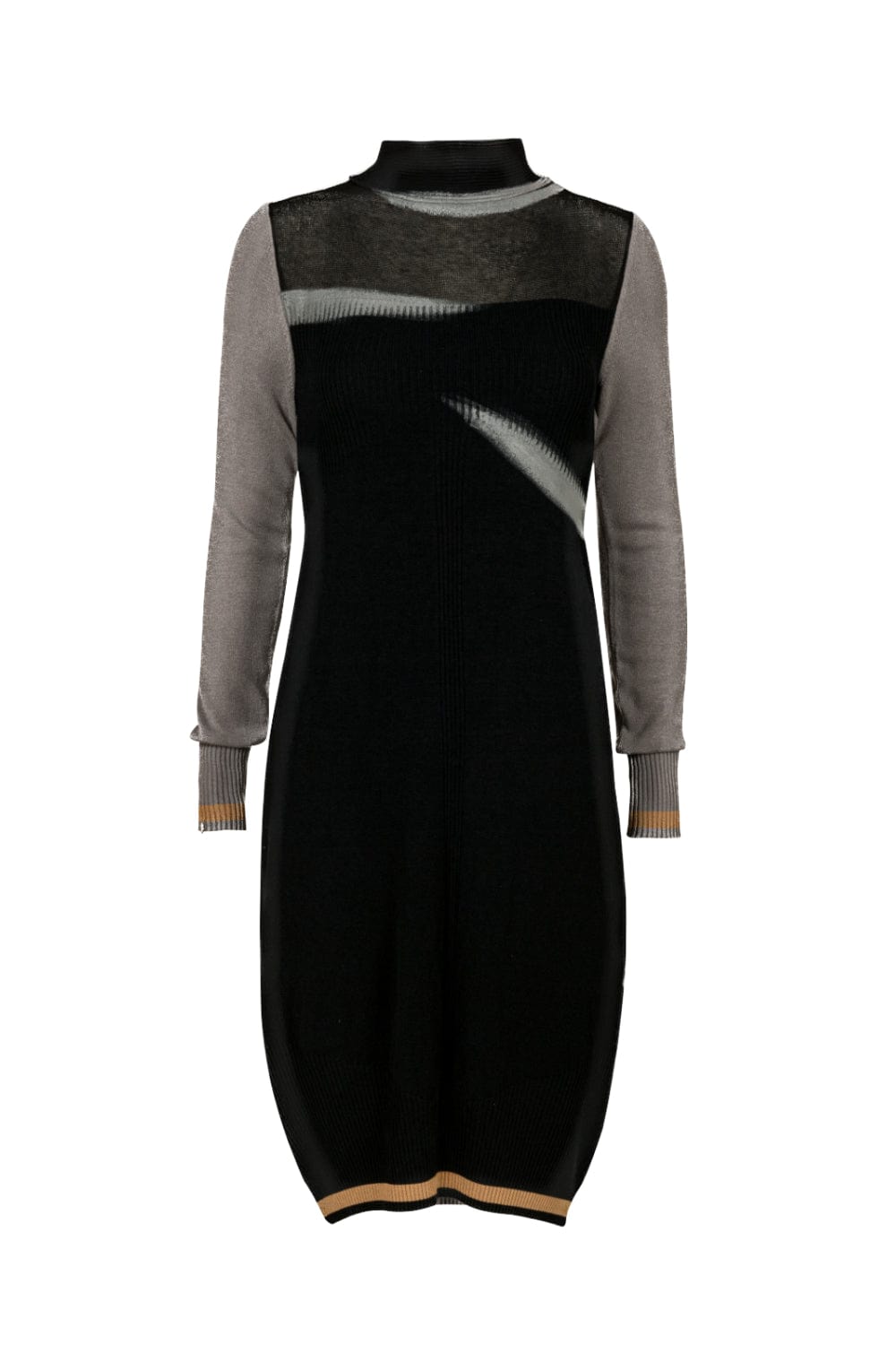 Oblique Creations - Vestido Midi Gola Alta e Manga Longa