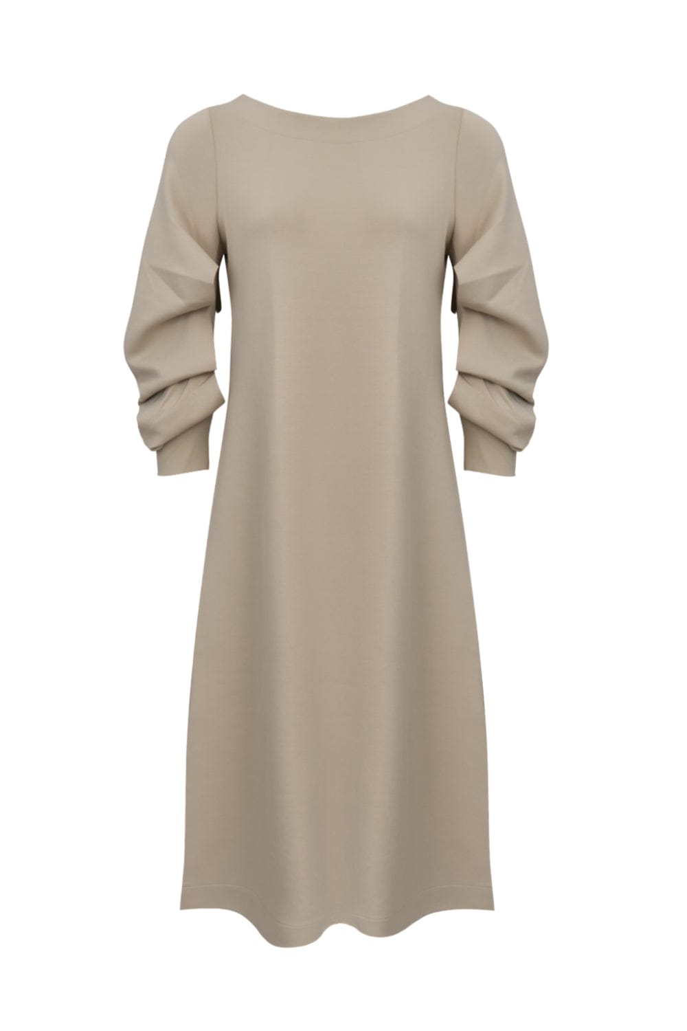 Glória Coelho - Vestido Midi Linha A com Mangas Pregadas V2183 Bege