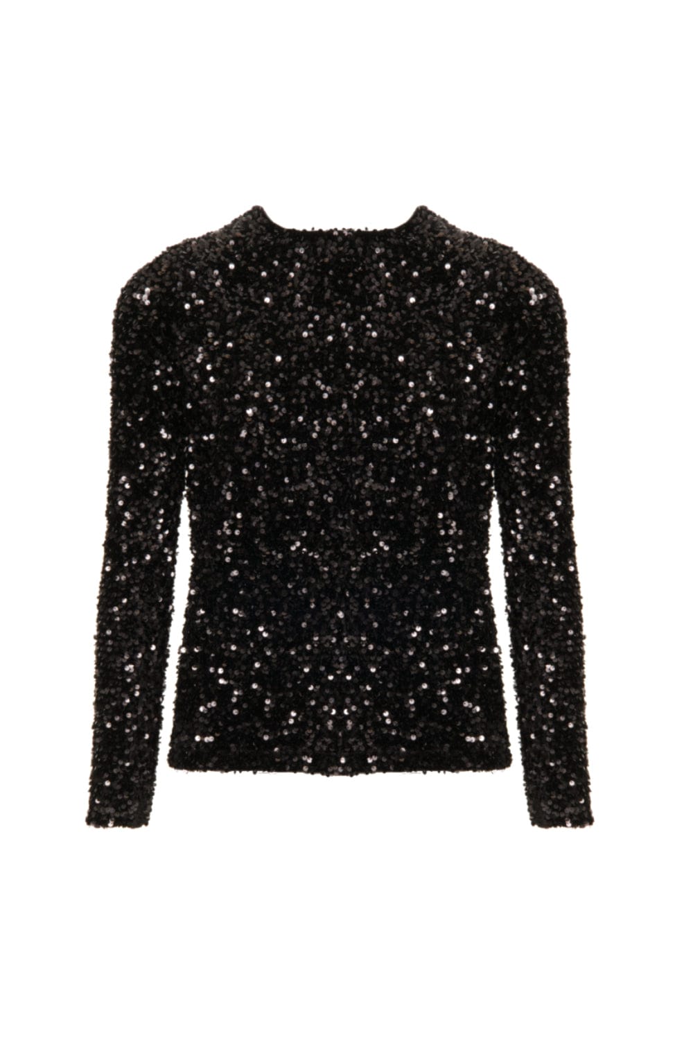 Glória Coelho - Blusa Manga Longa Gola Redonda de Paetês T782 Preto