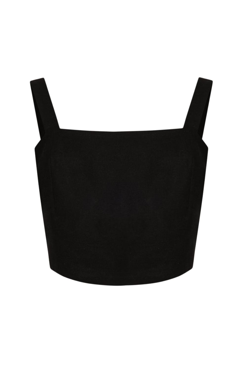 Mib - Blusa Cropped Alça Fina Linho Preto