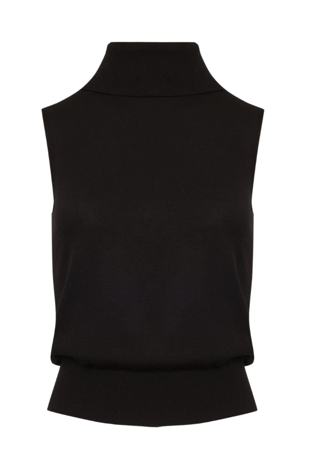Viviane Furrier - Blusa sem Manga Gola Alta Tricot Preto