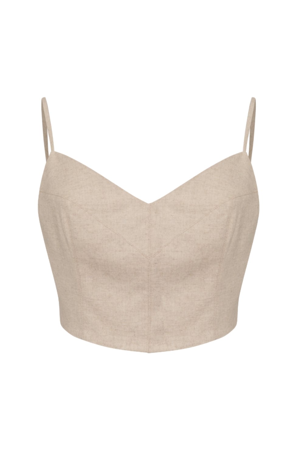 Mib - Blusa Cropped Alça Fina Viscolinho Bege