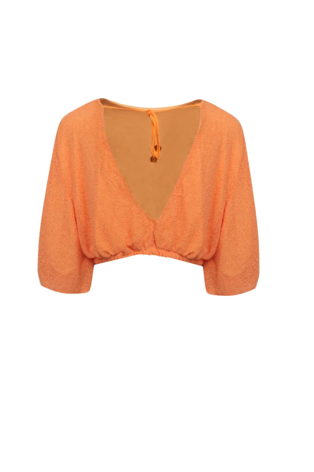 L'Cecci - Blusa Cropped Manga 3/4 Ampla Laranja