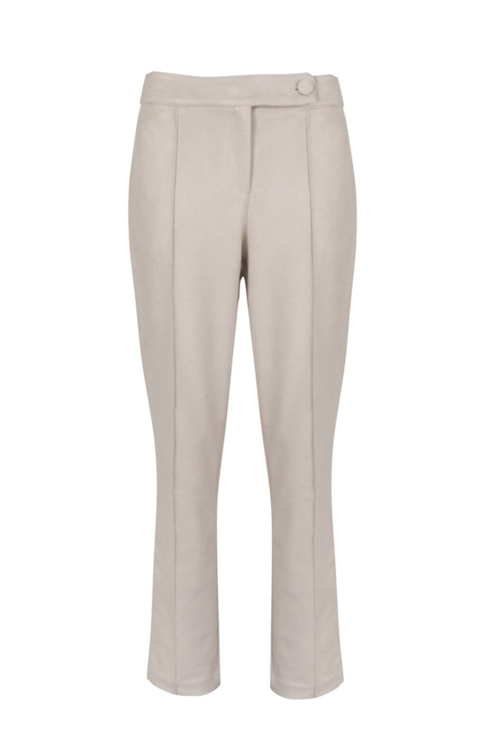 Viviane Furrier - Calça Reta com Nervuras em Malha Off White