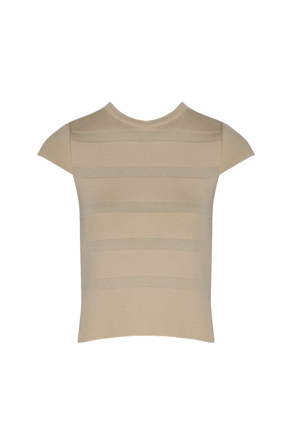 Viviane Furrier - Blusa Manga Curta em Tricot Bege