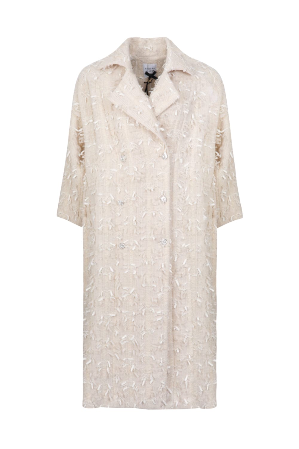 Edward Achour Paris - Sobretudo Tweed Bege Botões Swarovski