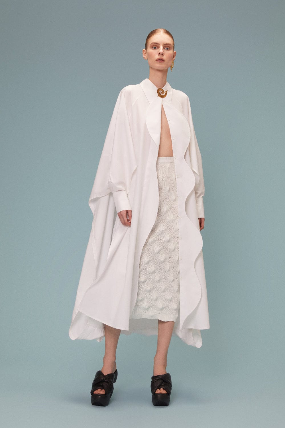 Coven - Vestido Chemisier Longo Ice Algodão Curvas Off White