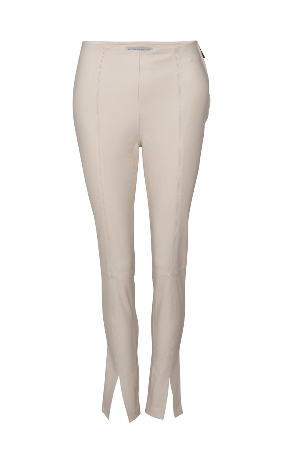 Madre Reina - Calça Tricot com Couro Luiza Off White