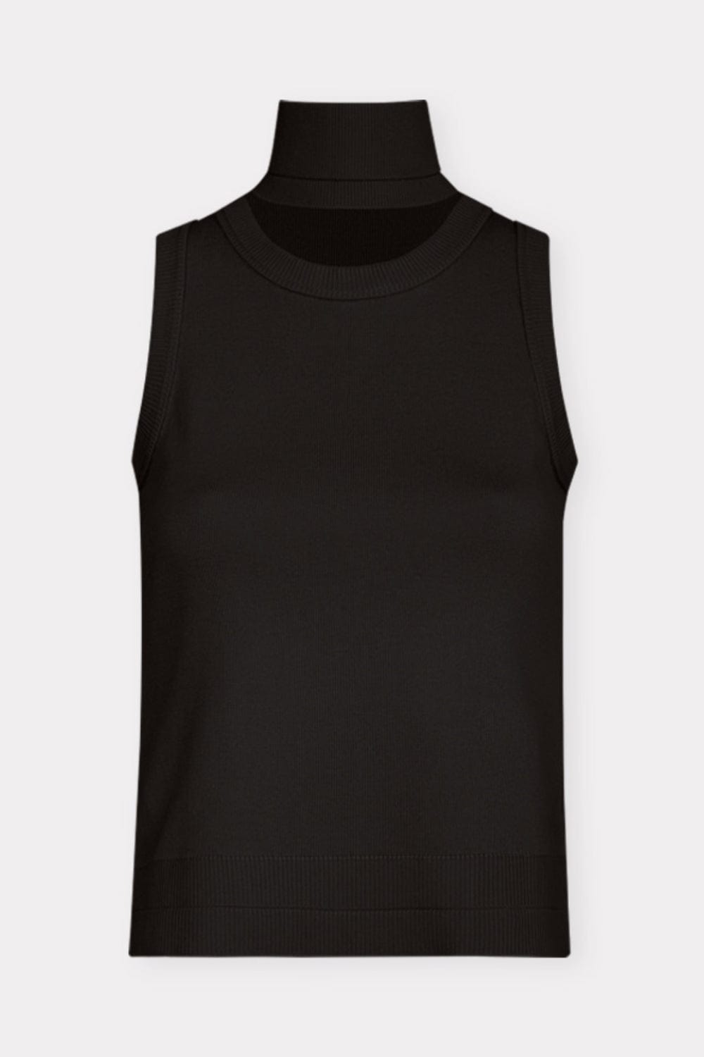 Coven - Blusa sem Manga Tricot Acabamento Canelado Preto